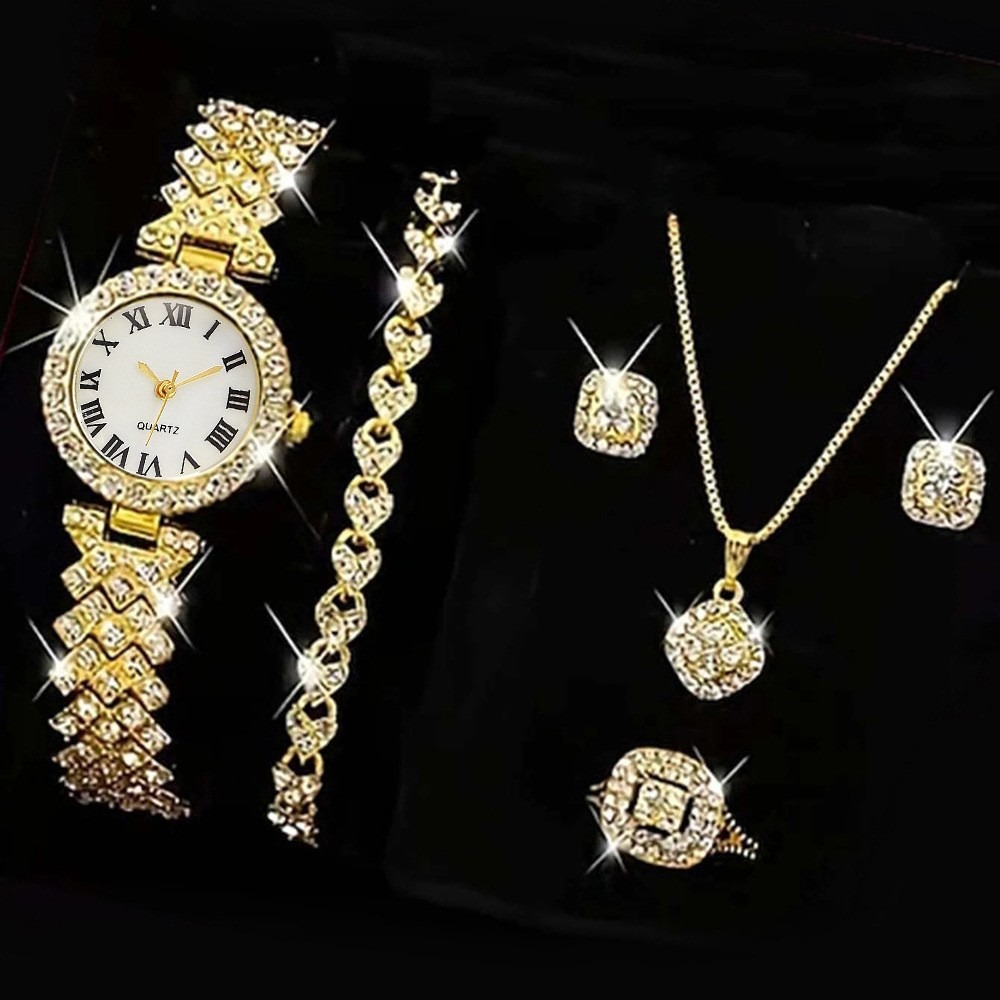 Quiet Luxury Watch - 6PCS/Set Luxury Rhinestone Women Watches Fashion