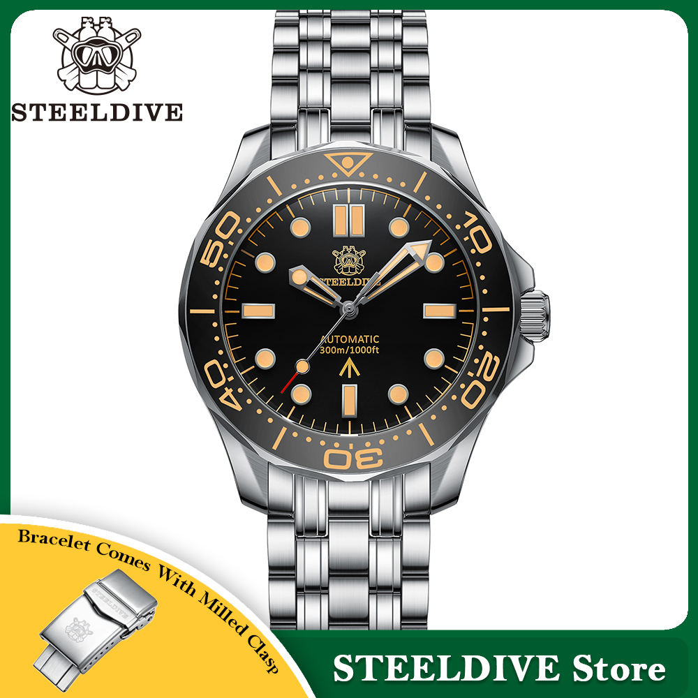 Diver Watch 300M - STEELDIVE SD1957 Steel Bracelet 42MM Vintage