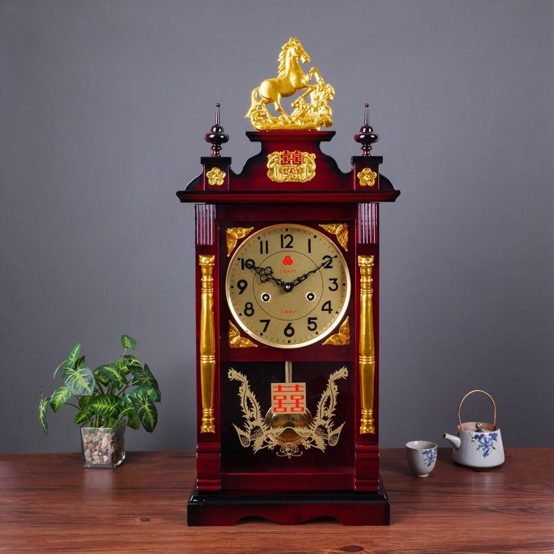 Table Watch Luxury - Mechanical Table Clock Wooden Vintage Desk