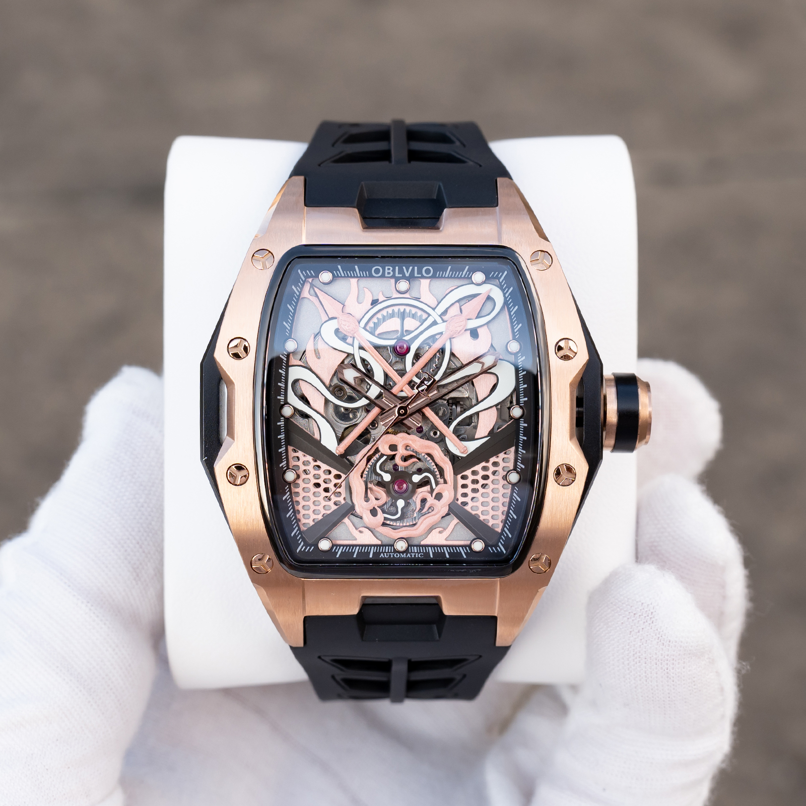 OBLVLO Men's Black PVD Tonneau - Luxury Watch Nz avaliação e preço