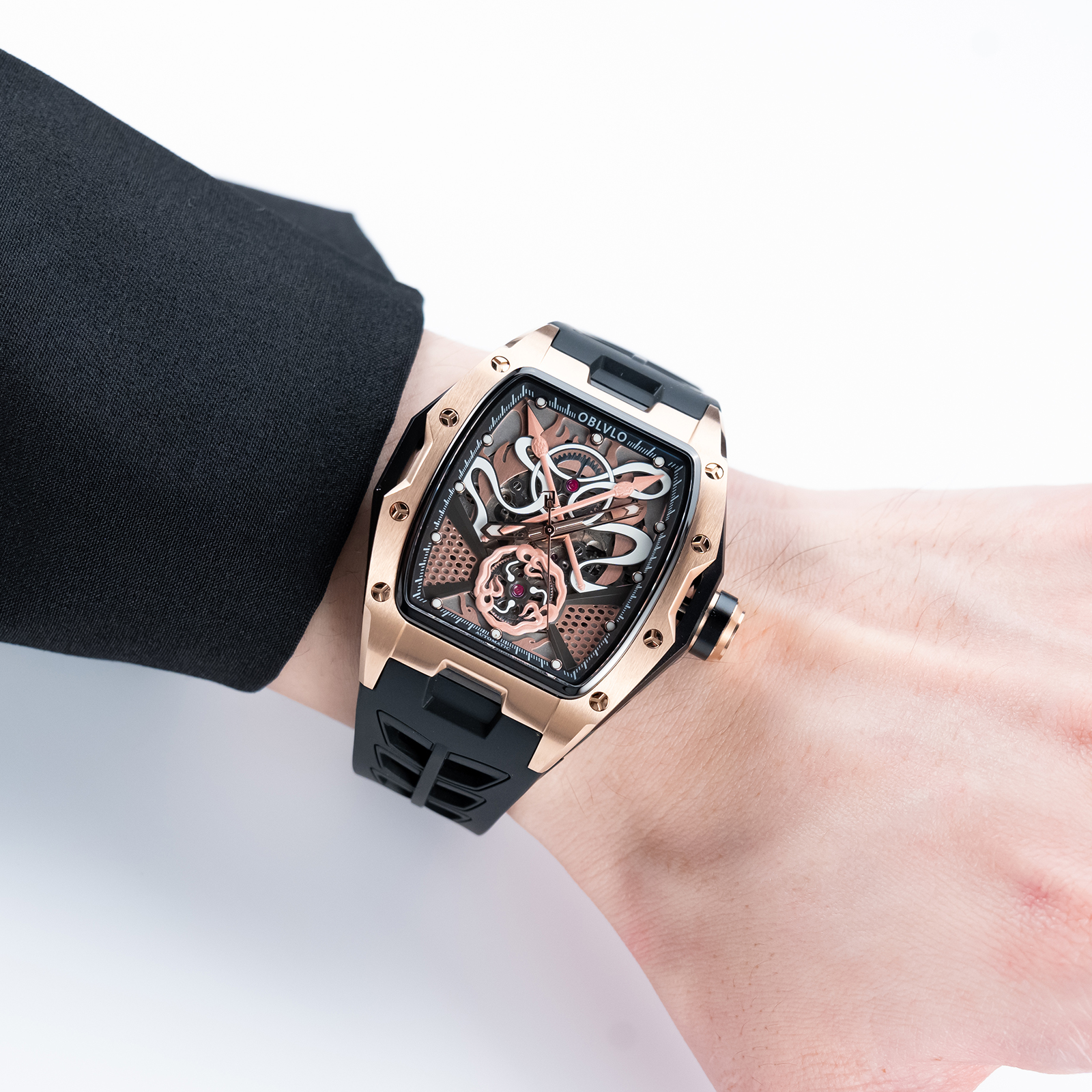 OBLVLO Men's Black PVD Tonneau - Luxury Watch Nz avaliação e preço