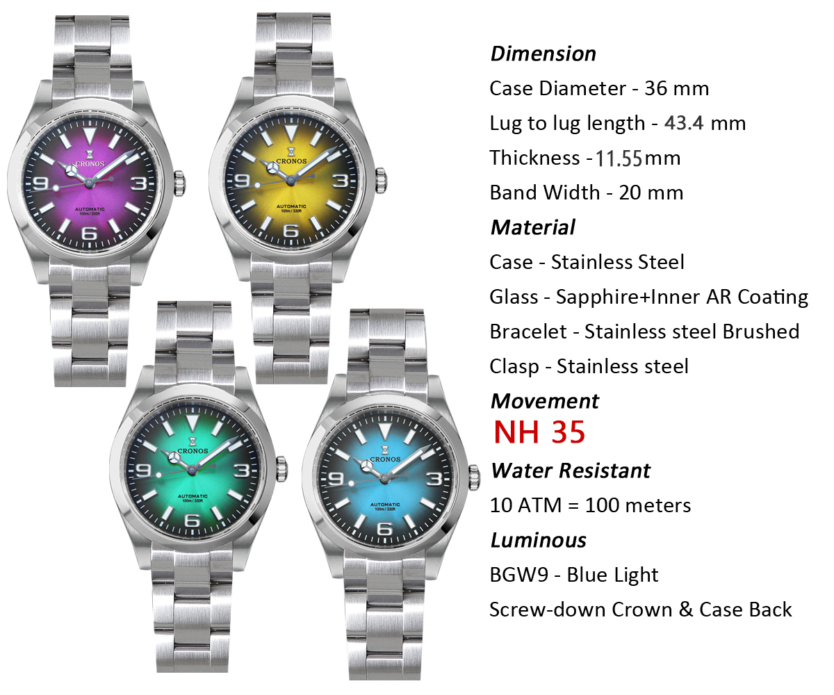 Cronos L6032 36mm Men Mechanic - Diver Watch 300M avaliação e preço