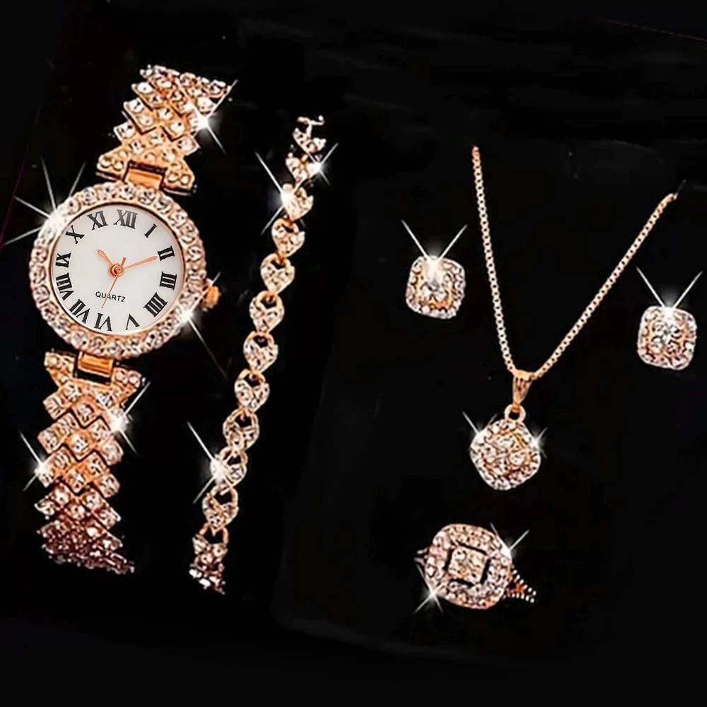 6PCS/Set Luxury Rhinestone Wom - Quiet Luxury Watch avaliação e preço
