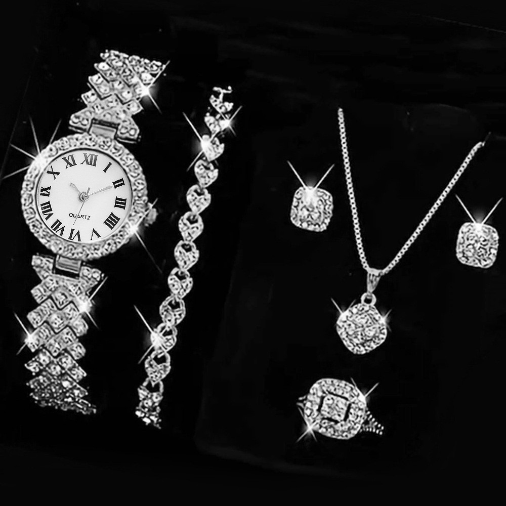 6PCS/Set Luxury Rhinestone Wom - Quiet Luxury Watch avaliação e preço
