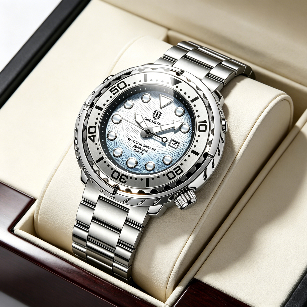 QINGXIYA Fashion Men Watch Top - Luxury Watch Mockup avaliação e preço