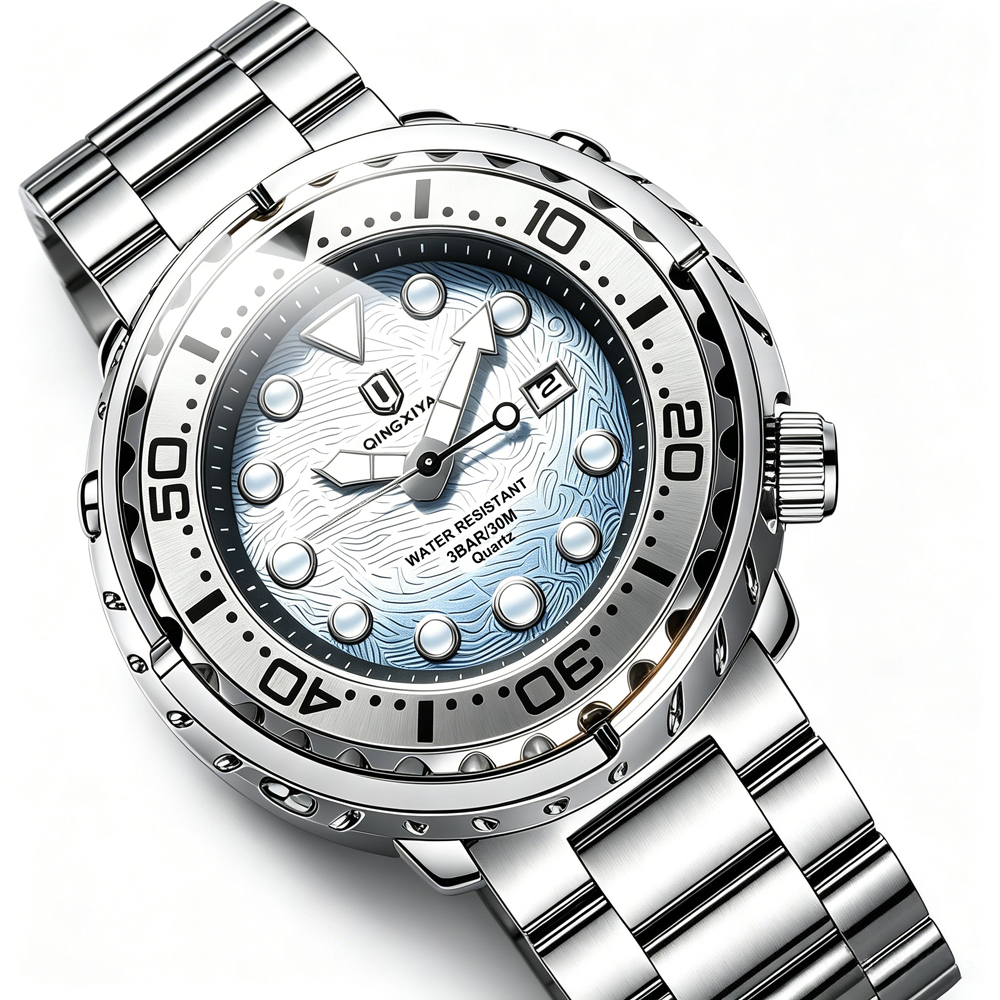 QINGXIYA Fashion Men Watch Top - Luxury Watch Mockup avaliação e preço