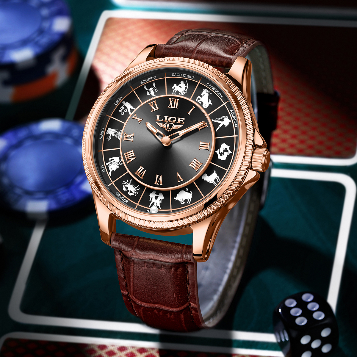 LIGE Fashion Luxury Constellat - Zodiac Luxury Watch avaliação e preço