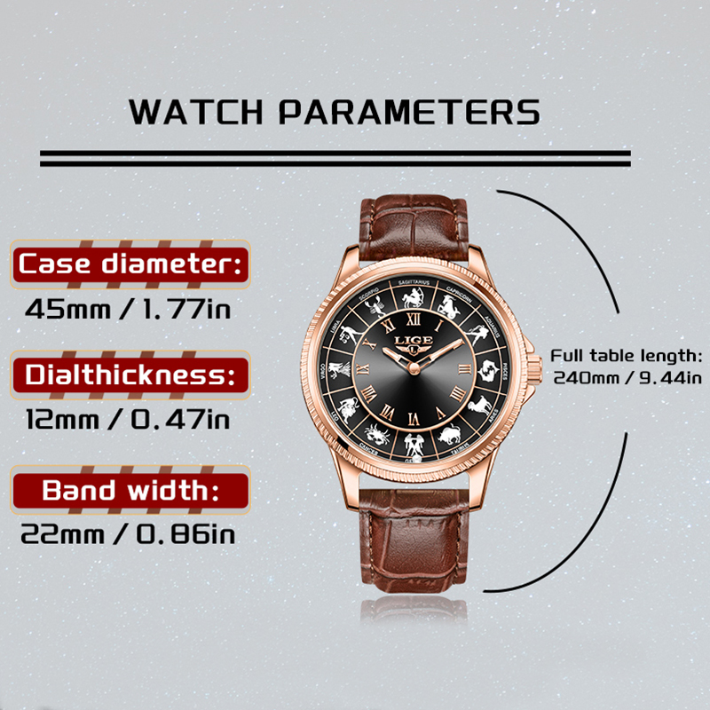 LIGE Fashion Luxury Constellat - Zodiac Luxury Watch avaliação e preço