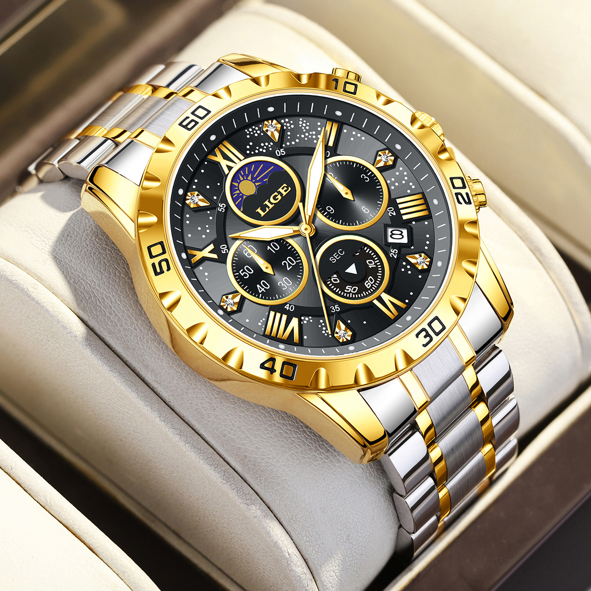 LIGE Top Brand Luxury Quartz M - Luxury Watch Hand avaliação e preço