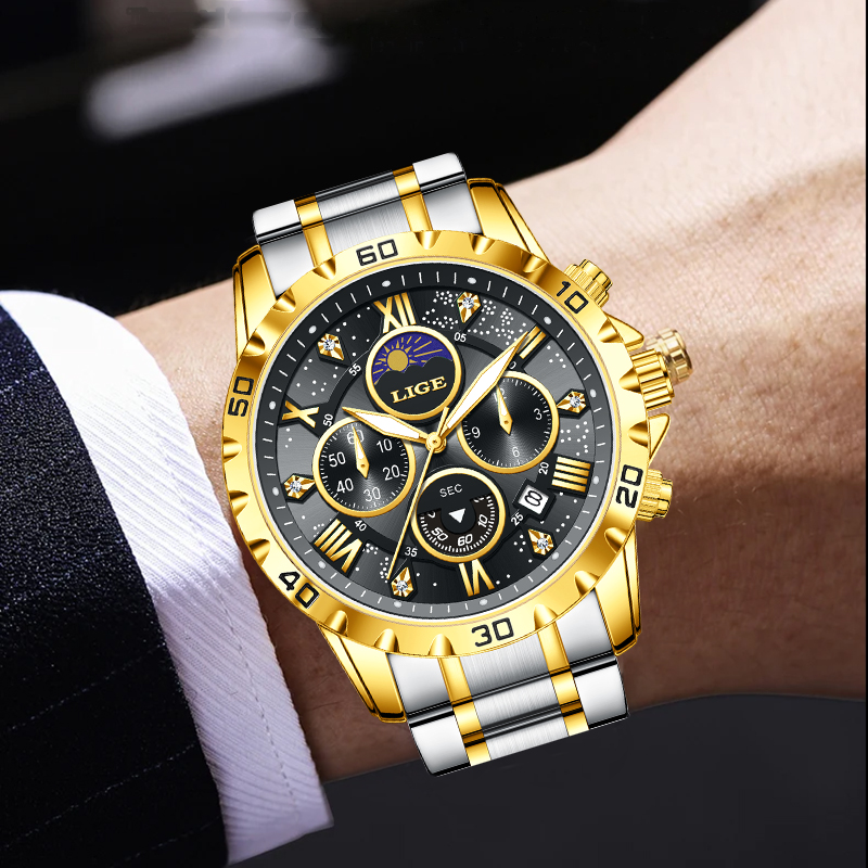 LIGE Top Brand Luxury Quartz M - Luxury Watch Hand avaliação e preço