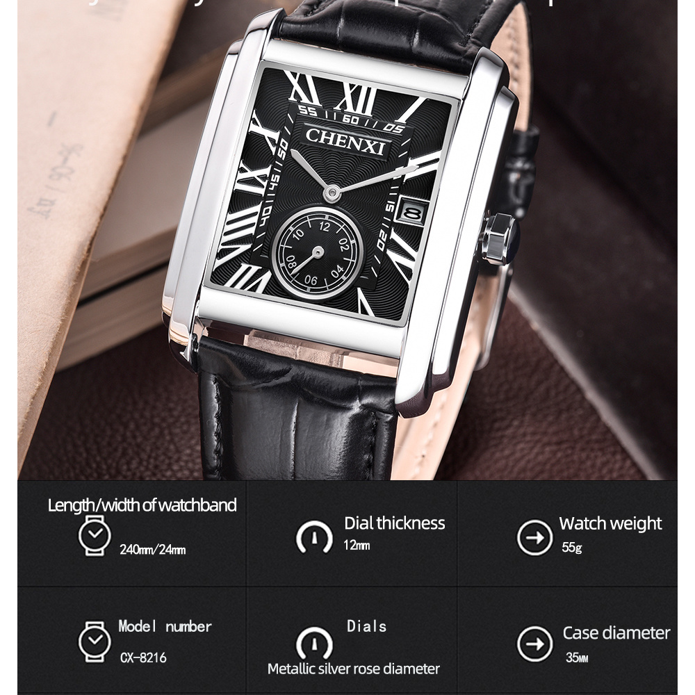 CHENXI 8216 Fashion Classic Sq - Luxury Watch Mockup avaliação e preço