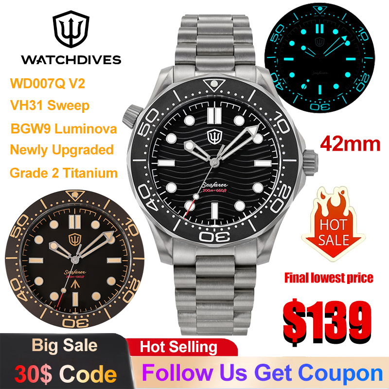 Watchdives WD007Q V2 NTTD Quar - Titanium Sport Watch avaliação e preço