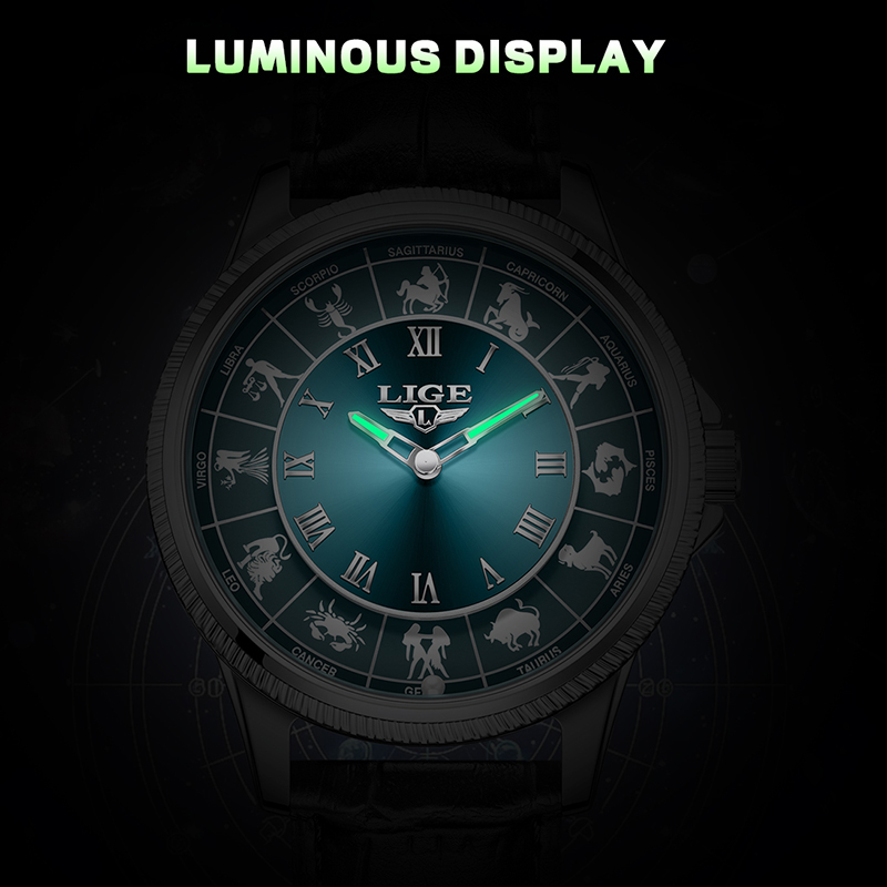 LIGE Zodiac Men Watch Top Bran - Zodiac Luxury Watch avaliação e preço
