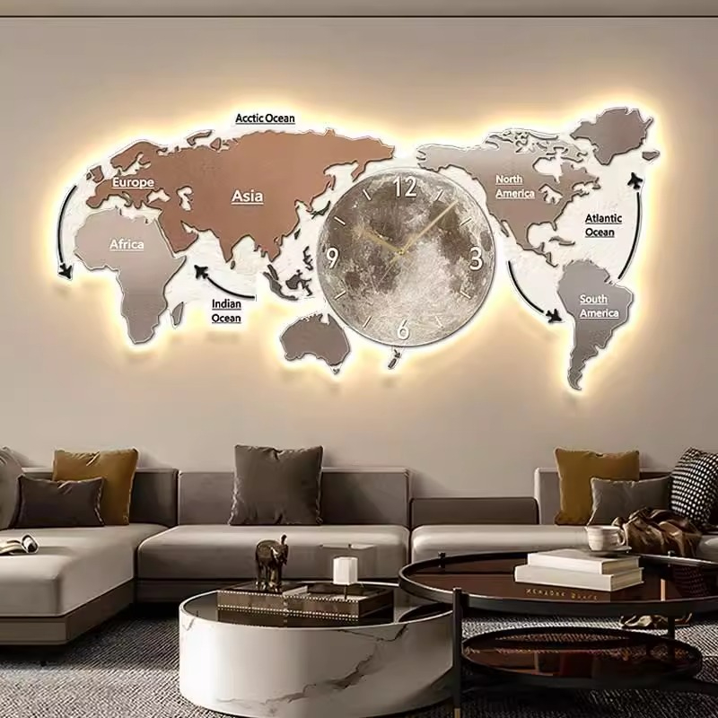 World Map Glowing Wall Clock L - Luxury Watch House avaliação e preço
