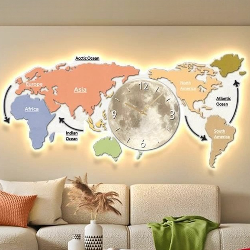 World Map Glowing Wall Clock L - Luxury Watch House avaliação e preço