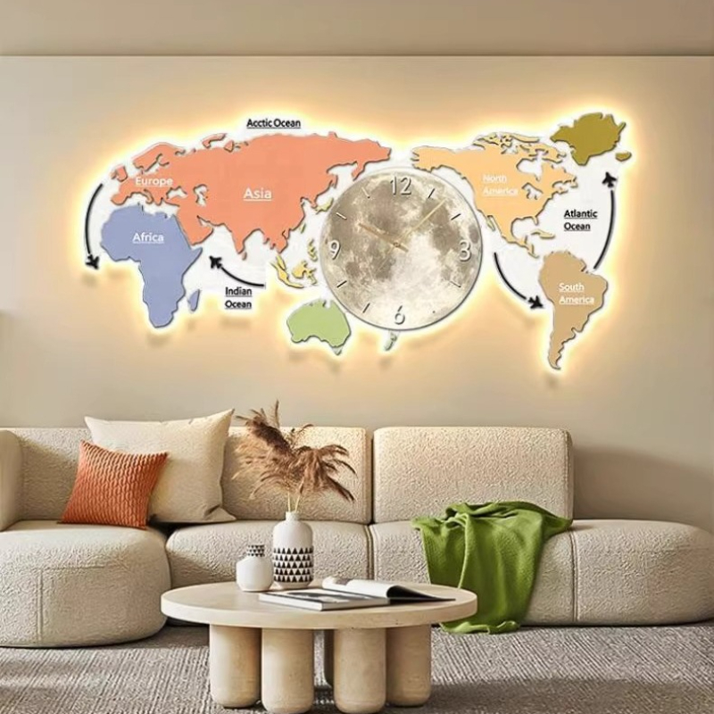 World Map Glowing Wall Clock L - Luxury Watch House avaliação e preço